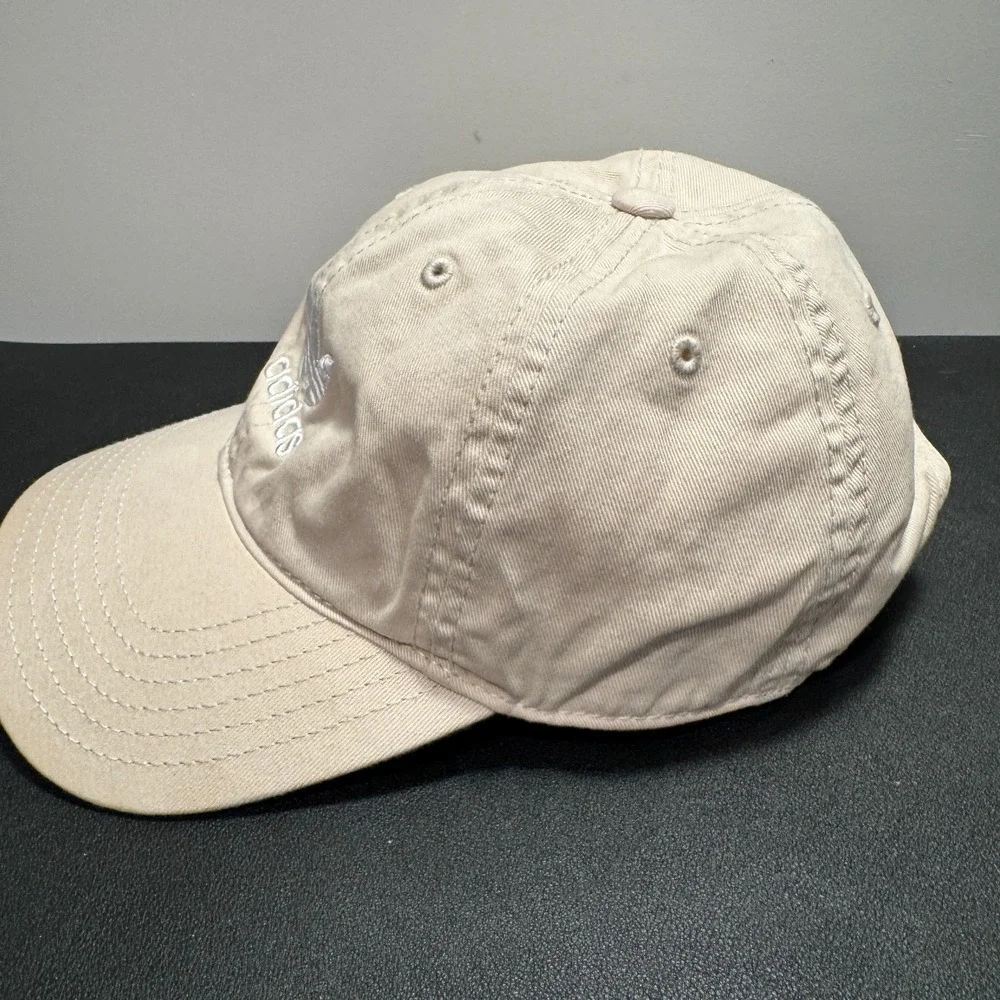 Adidas Hat Cap Beige Adult Strap Back Trefoil Patch Logo Outdoor Gym Cotton‎ Dad